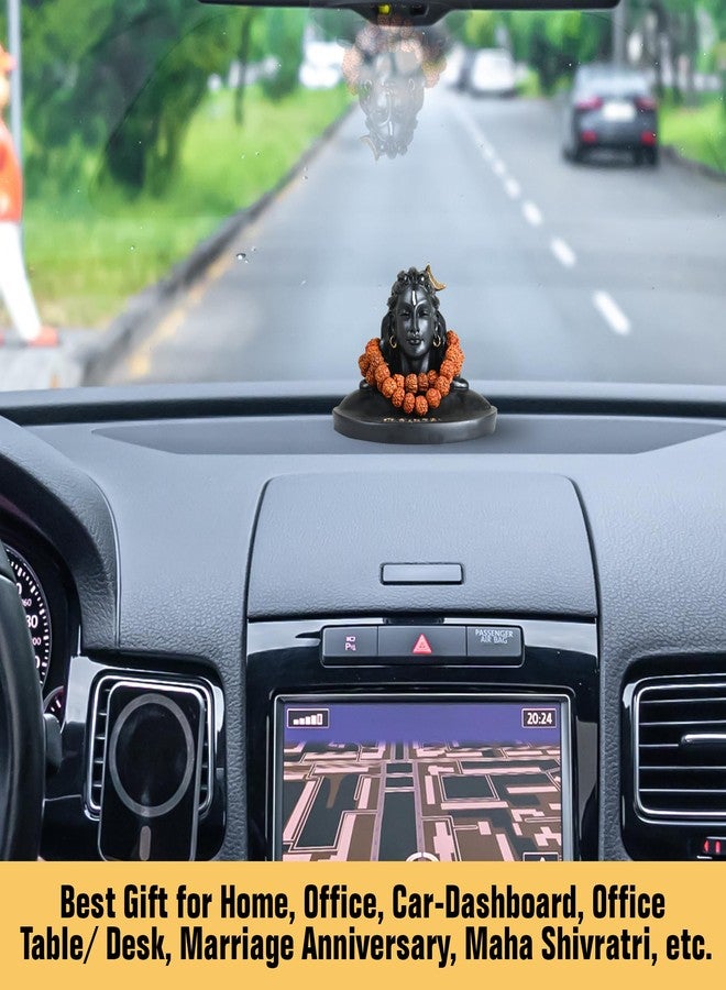 Rousrie Resin Adiyogi Shiva Statue for Car Dashboard, Shiv Ji Mahadev Adi Yogi Idol Statue with Rudraksha Mala for Home and Car Dash Board (Large) - Image 2